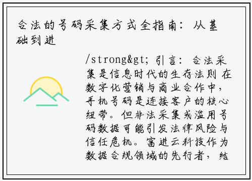 <strong>合法的号码采集方式全指南：从基础到进阶的合规路径
